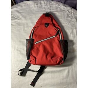 Mosiso Sling Backpack One Strap Over The Shoulder Mesium Size Red/Orange Pockets
